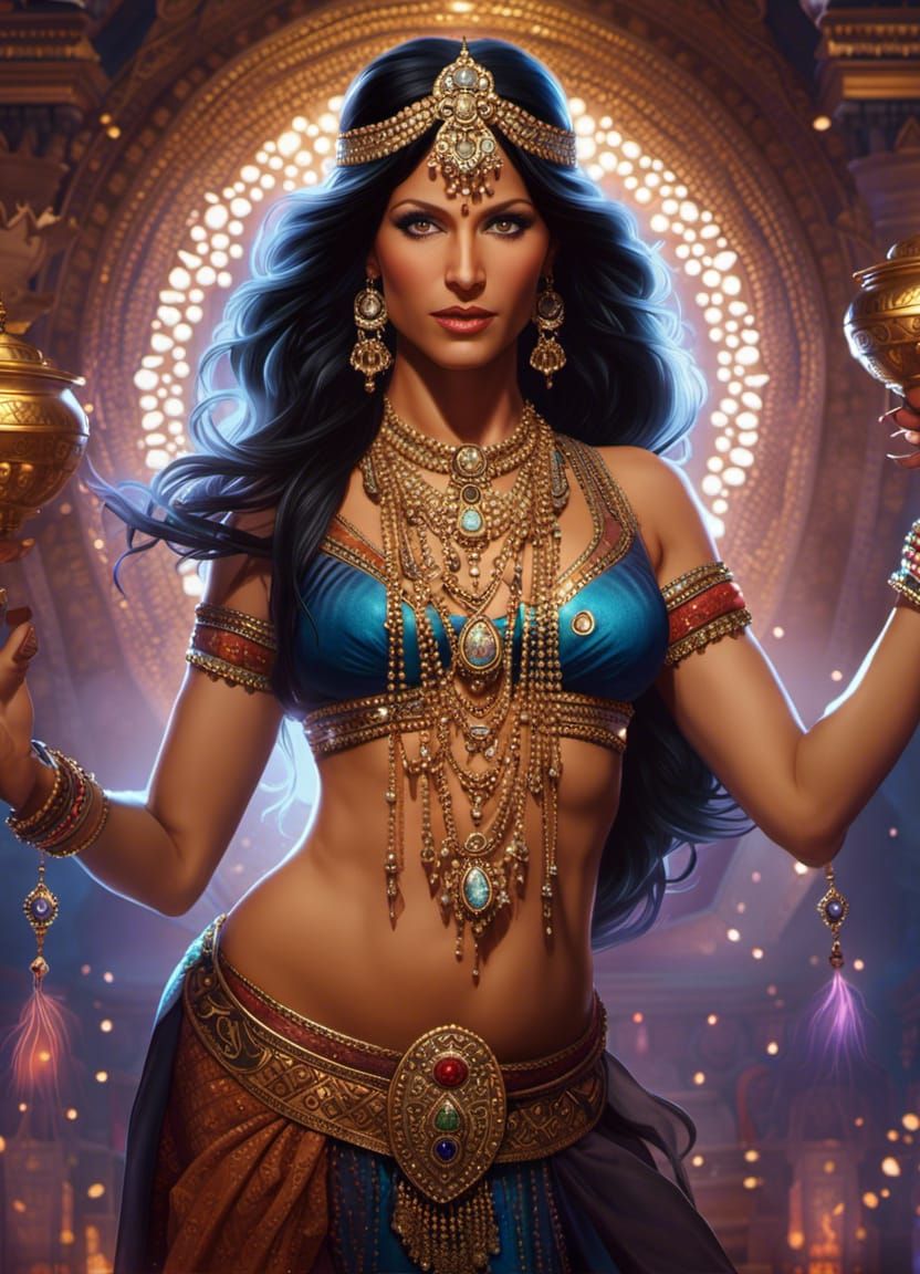 Hindu Belly Dancer in Dark Fantasy Style