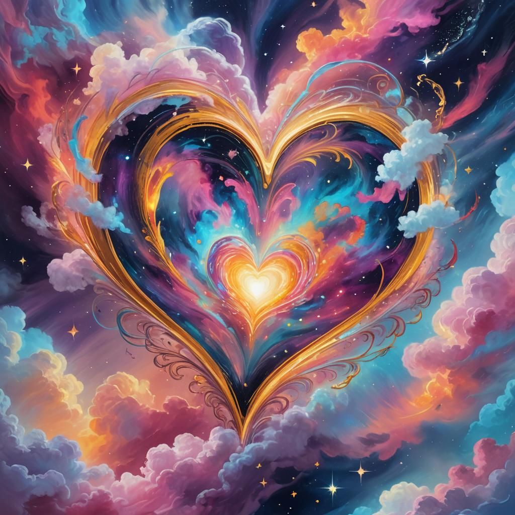 Cosmic Heart in Space: Surreal Holographic Art