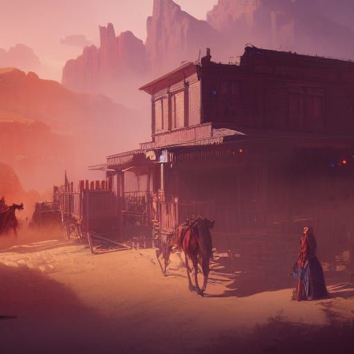 Wild West Concept Art in Art Nouveau Style