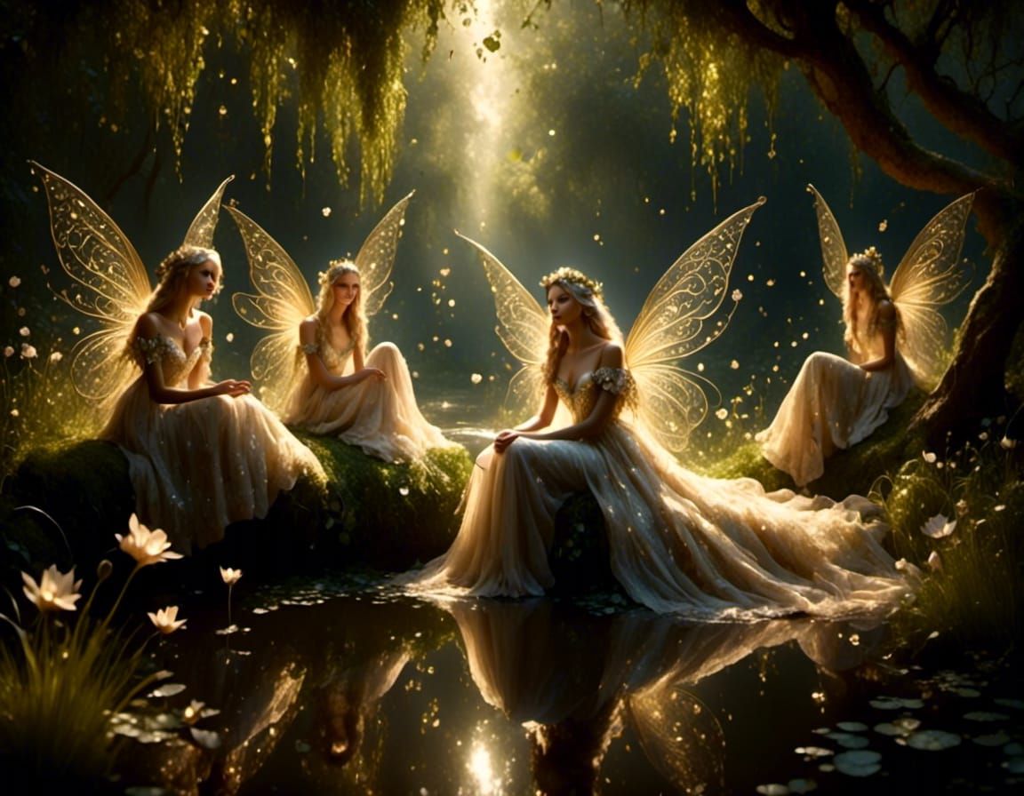 Fairies Frolic in Garden with Sparkling Dust