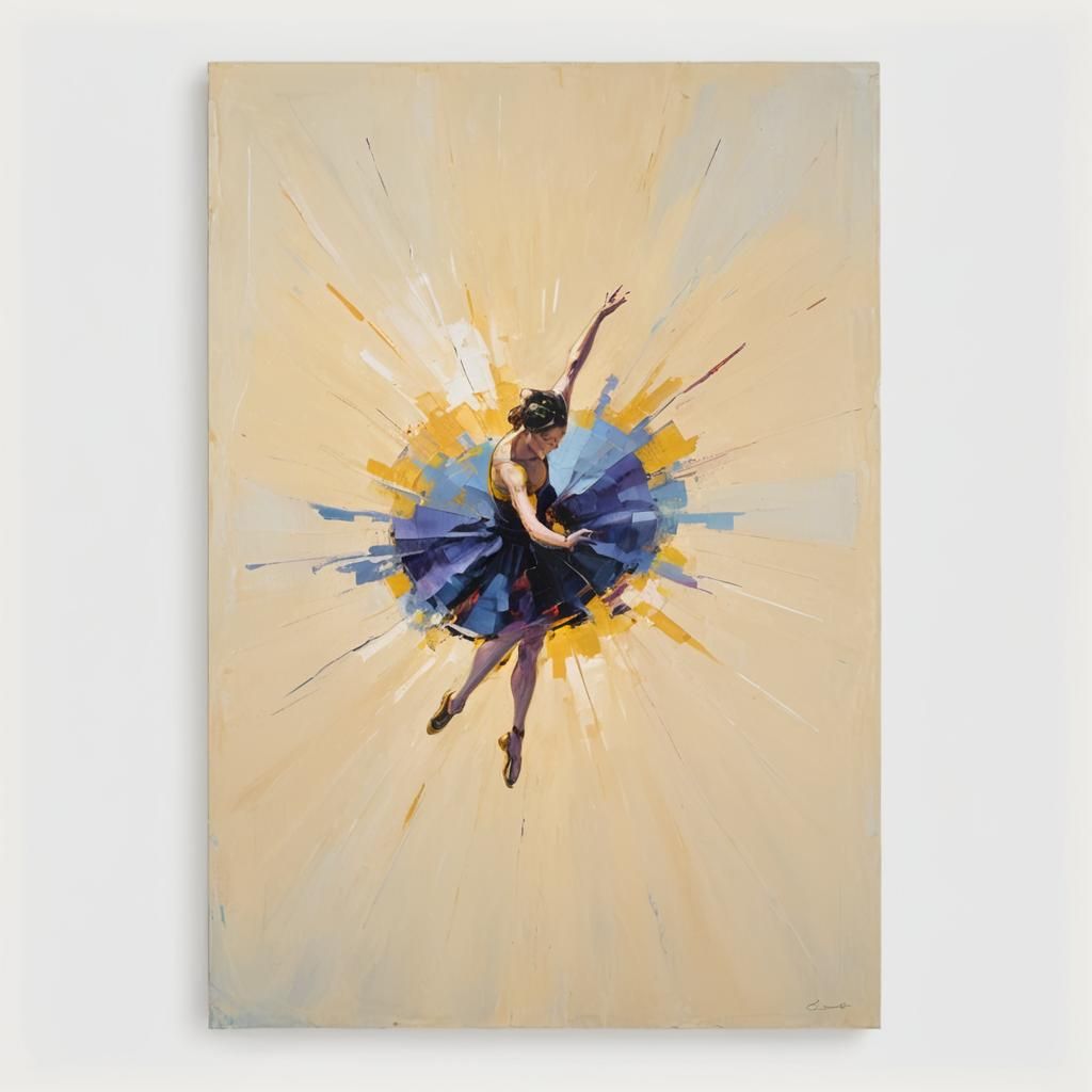 Expressionist Dancer on Dark Stage as Impasto Painting