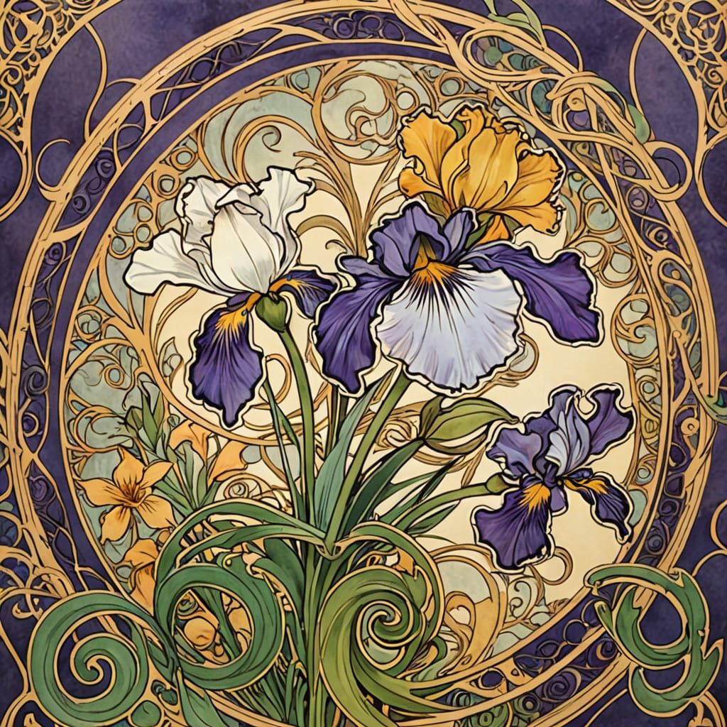 Vibrant Purple Irises in Elegant Ikebana Arrangement