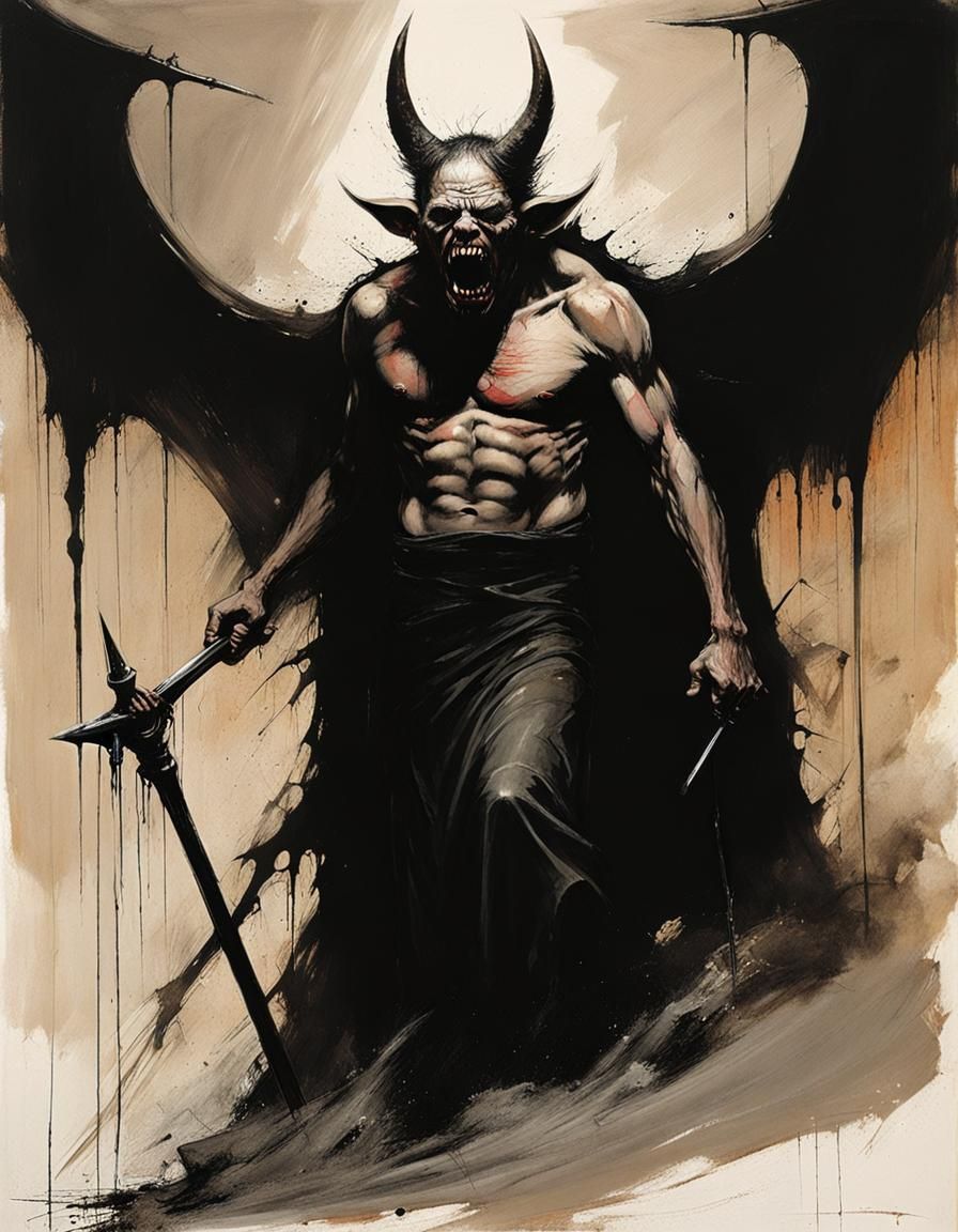 Intense Close-Up of Devil in Melting Hell