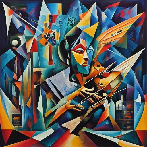 Cubist Butterfly Assembled from Musical Instruments