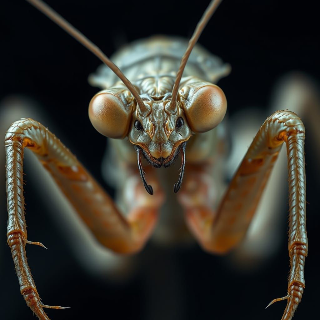 Majestic, Deadly Female Praying Mantis in Hyper-Realistic De...