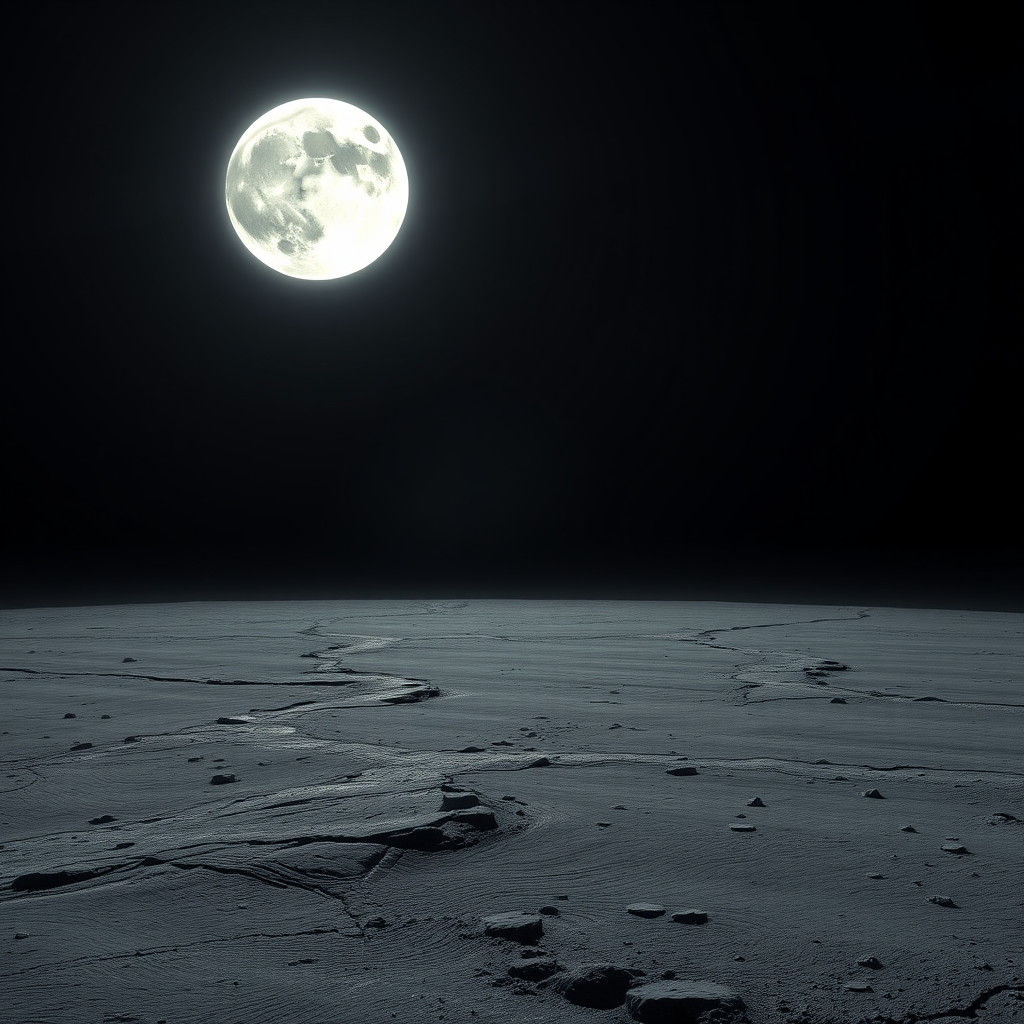 Eclipsed Moon Over Barren Planet in Digital Art Style