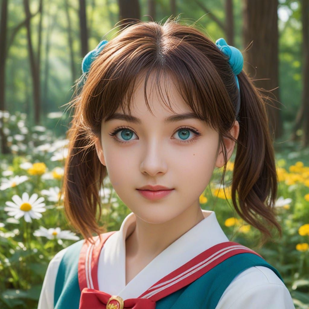 Sailor Moon in a Whimsical Watercolor Forest