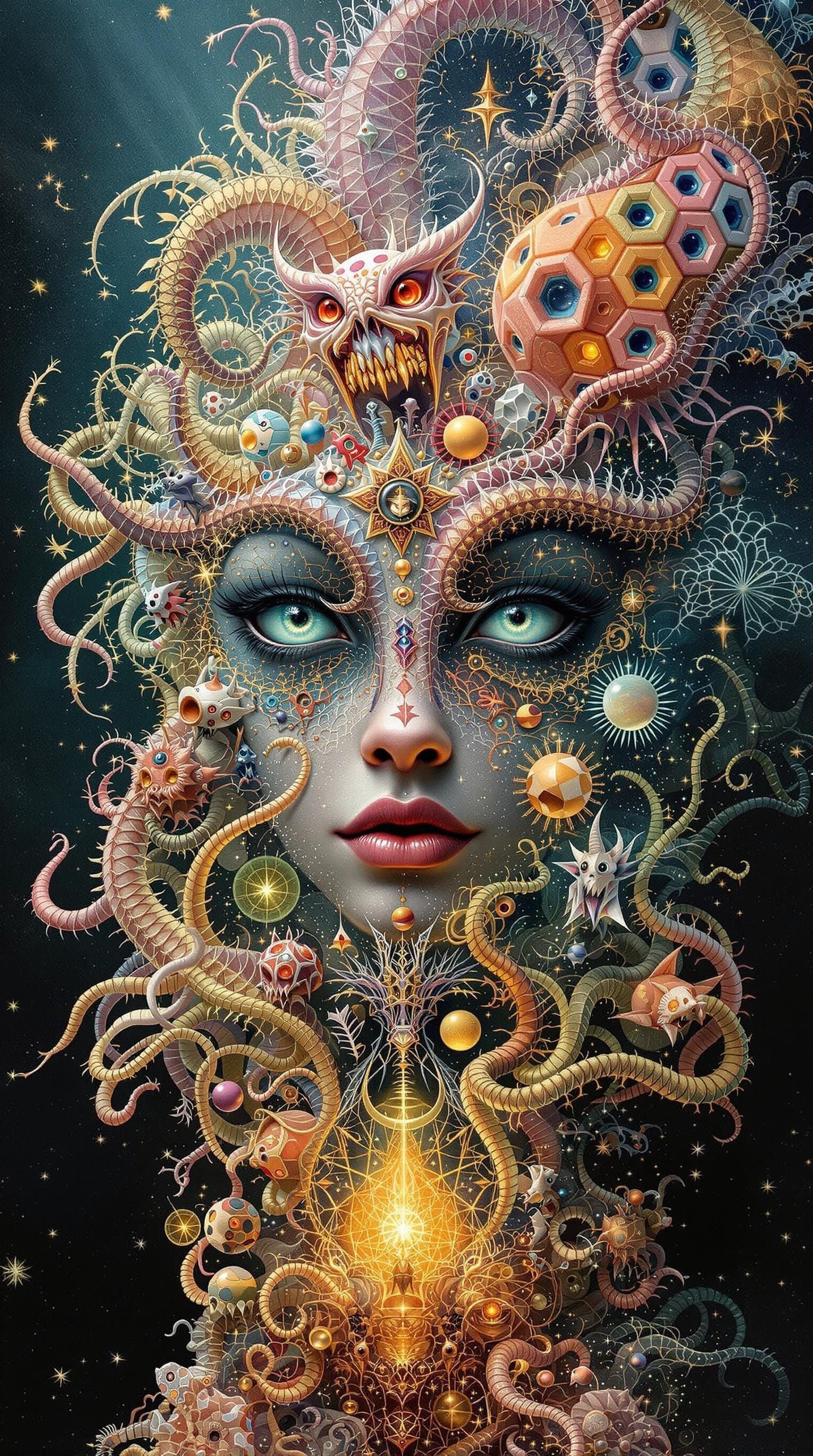 Fractal Buddhist Demons in Hieronymus Bosch Style