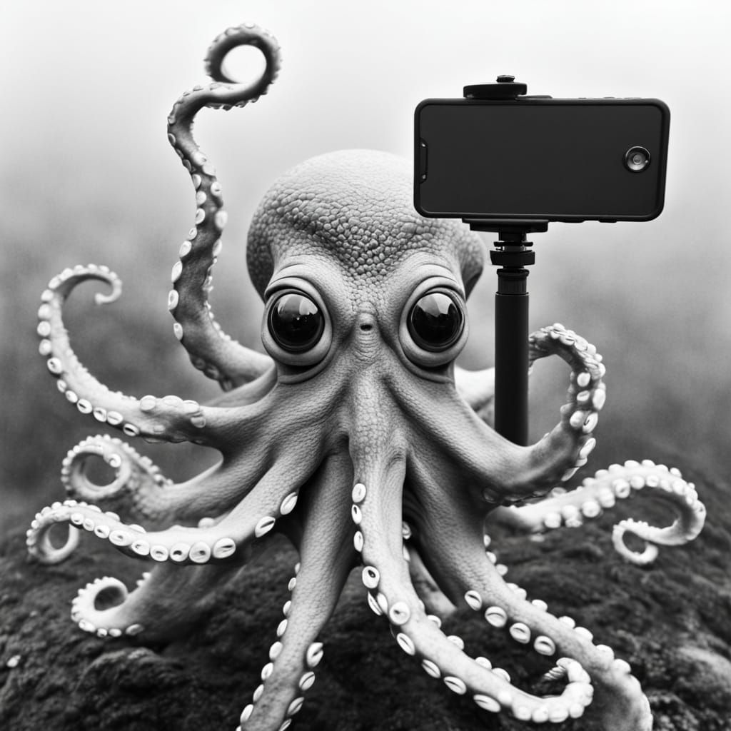 Silly Octopus Takes a Selfie