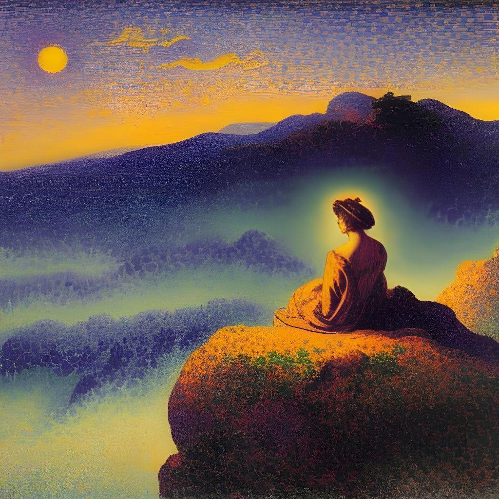 Wanderer Above the Sea of Fog, Pointillist Style