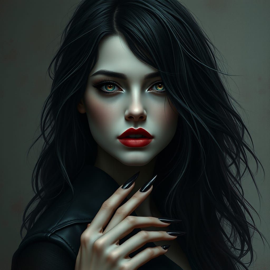 Ethereal Vampire Woman in Dark, Moody Aesthetic