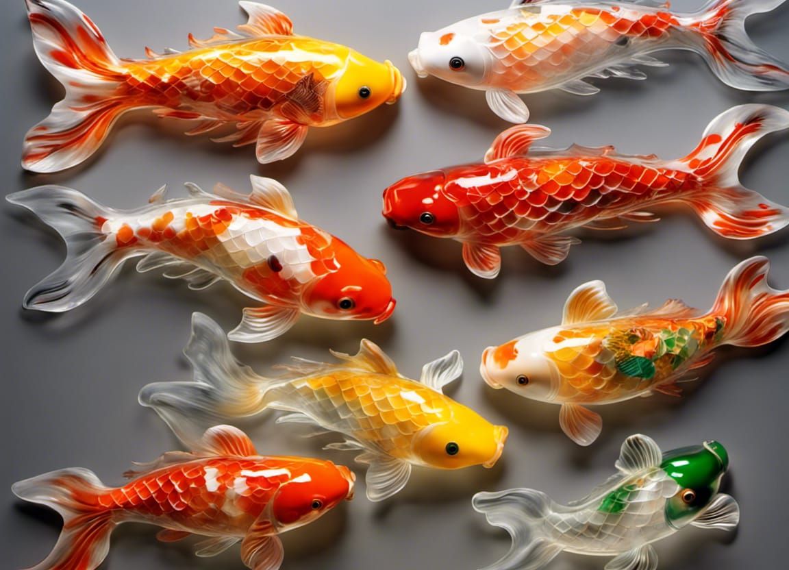 Group of Fish, Life Like,clear sculpted translucent glass art as created by a glassblower