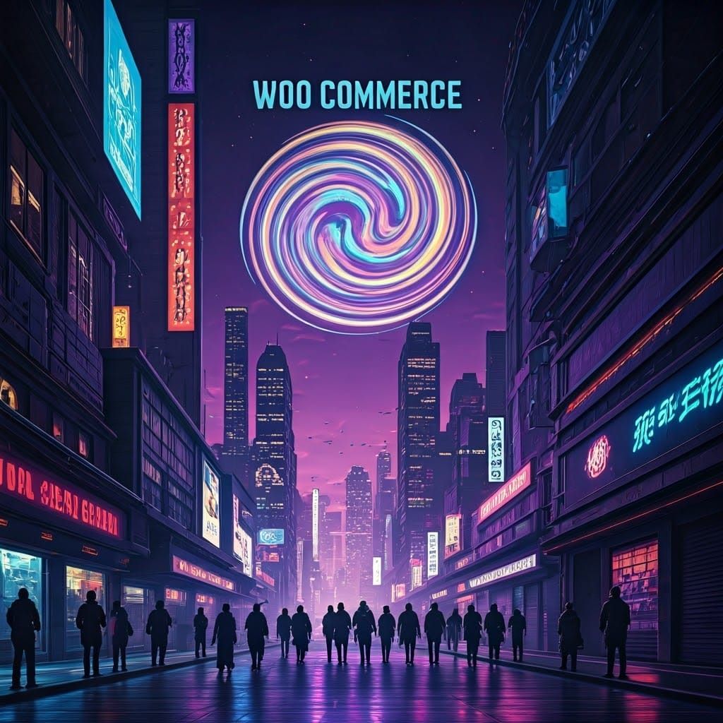 Cyberpunk Cityscape Under Purple Nebula Sky