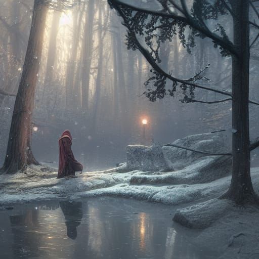 Serene Winter Landscape in Fairycore Style