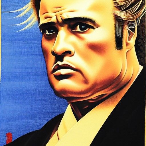 Marlon Brando as Godfather in Ukiyo-e Style