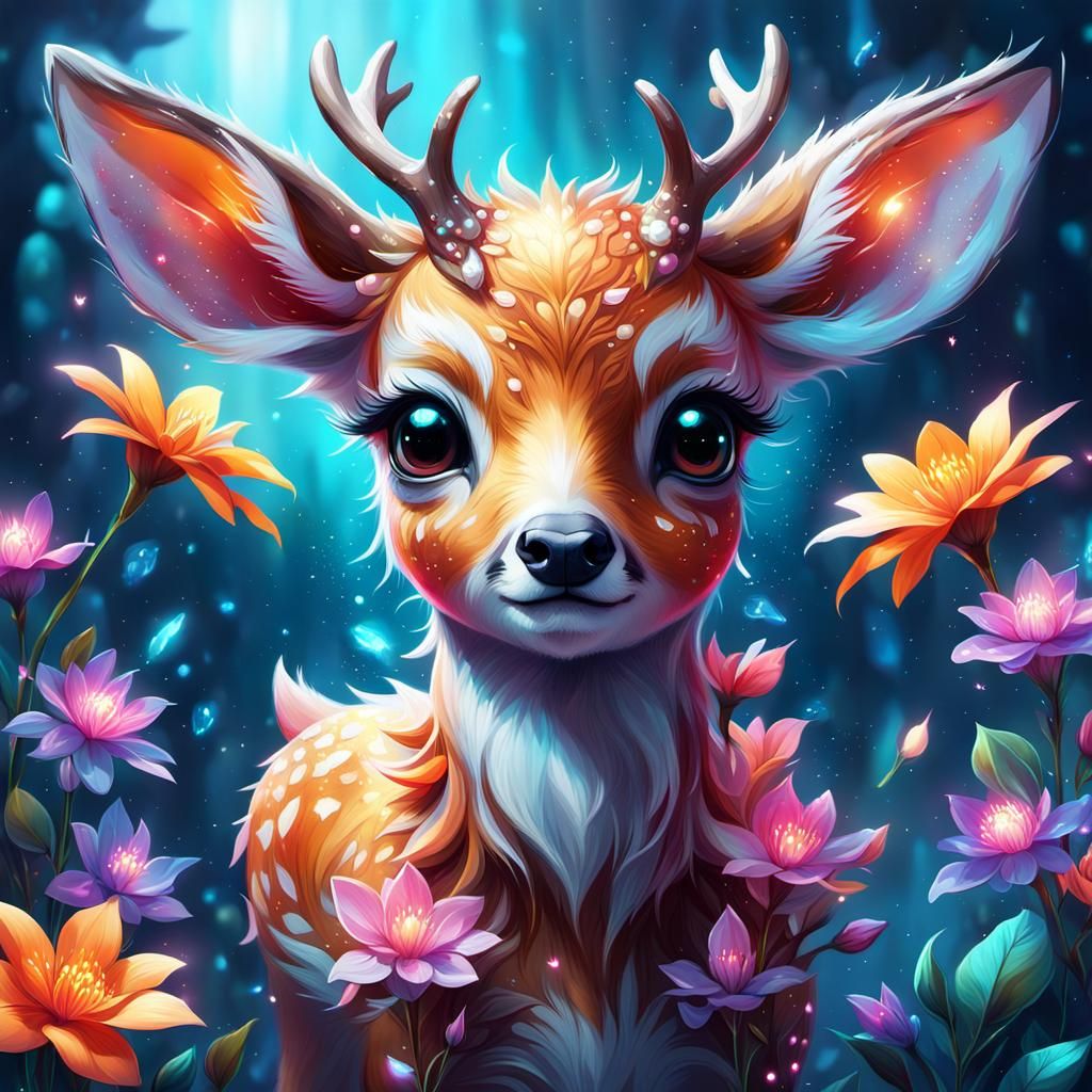 A Deer In The Glowing Garden