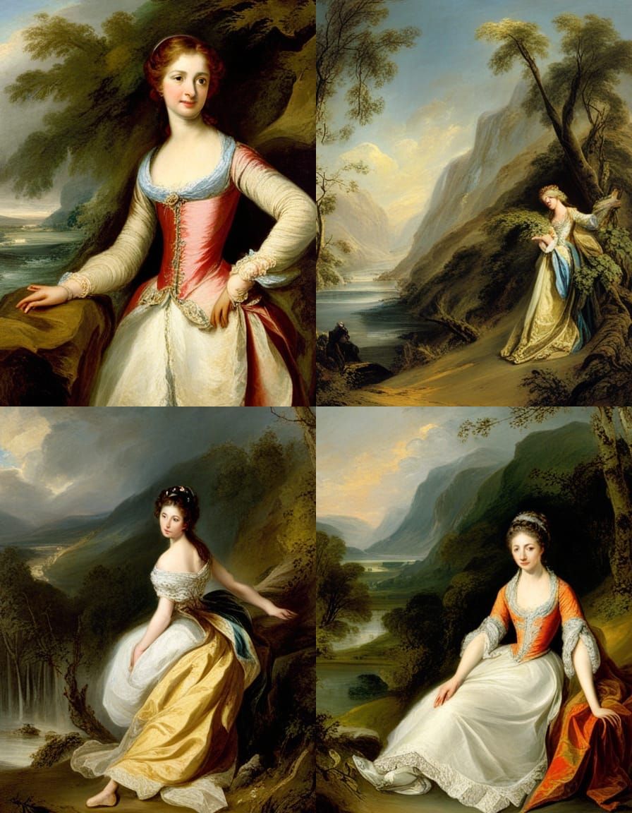 Elegant Portrait in the Style of Gainsborough