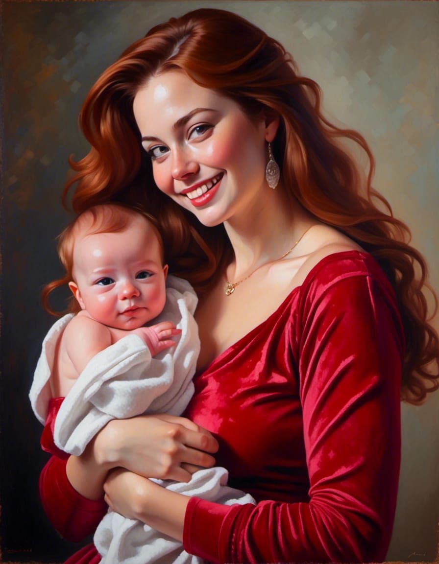 Joyful Mother and Newborn Portrait