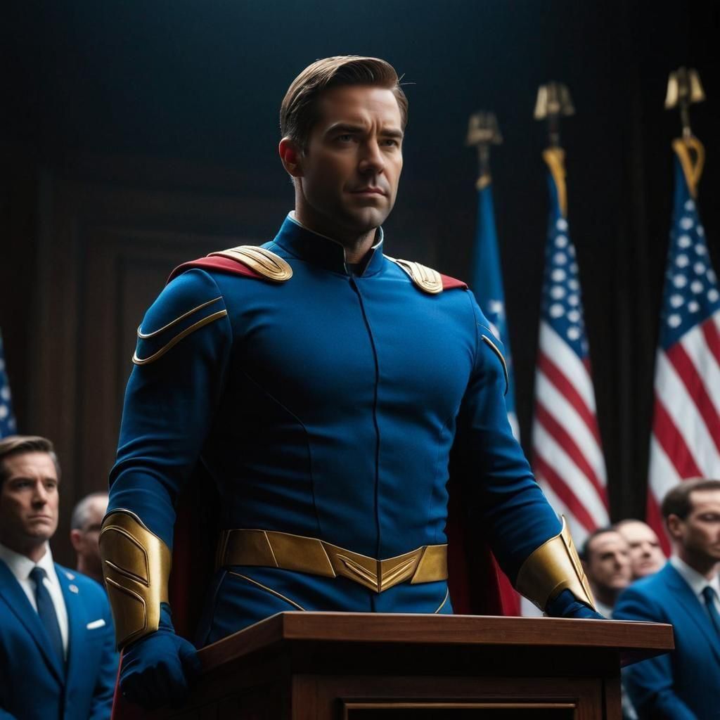 Homelander Inspired Character at Political Podium