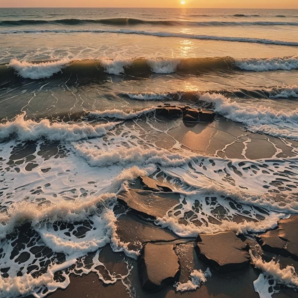 Heartbroken Sea Waves at Sunrise