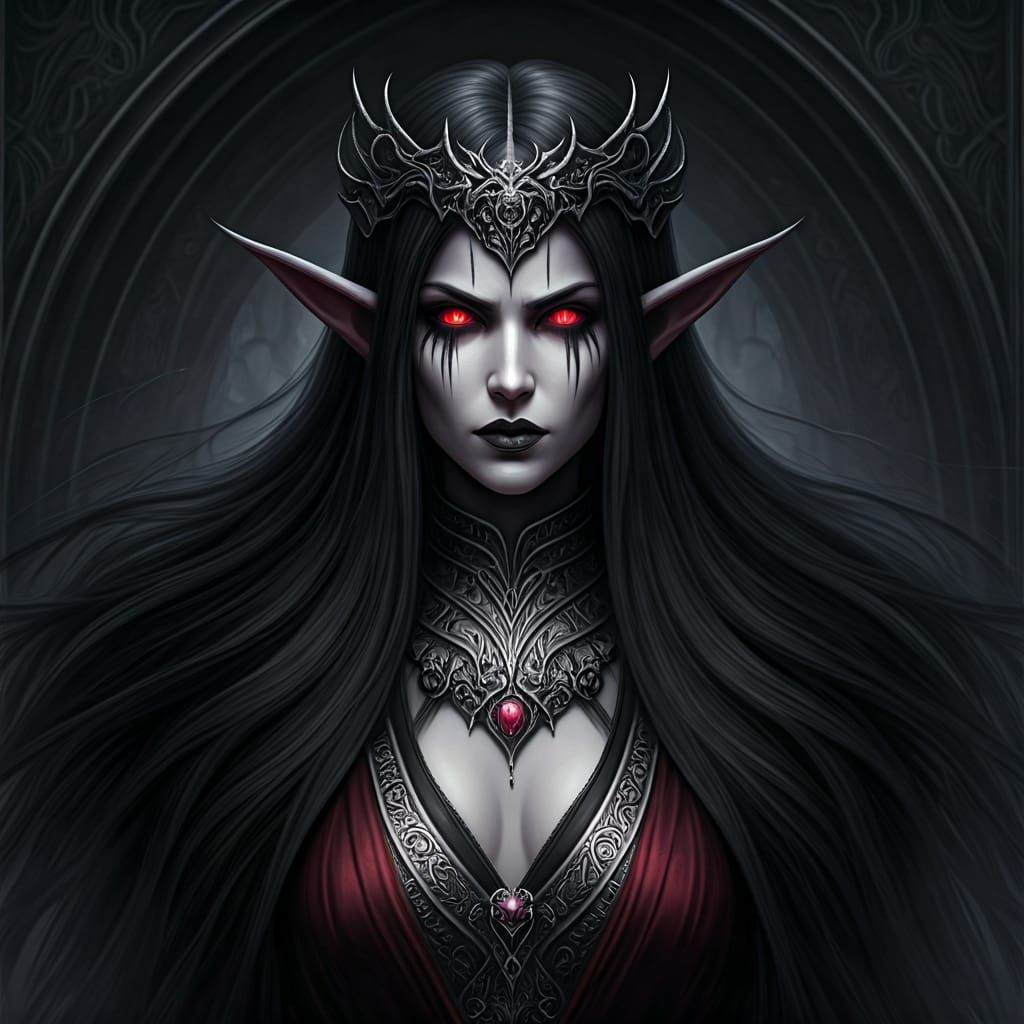 Twin Dark Elf Priestesses in Gothic Court