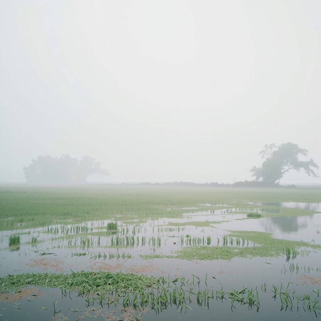 Misty Water Landscape: Serene Reflections