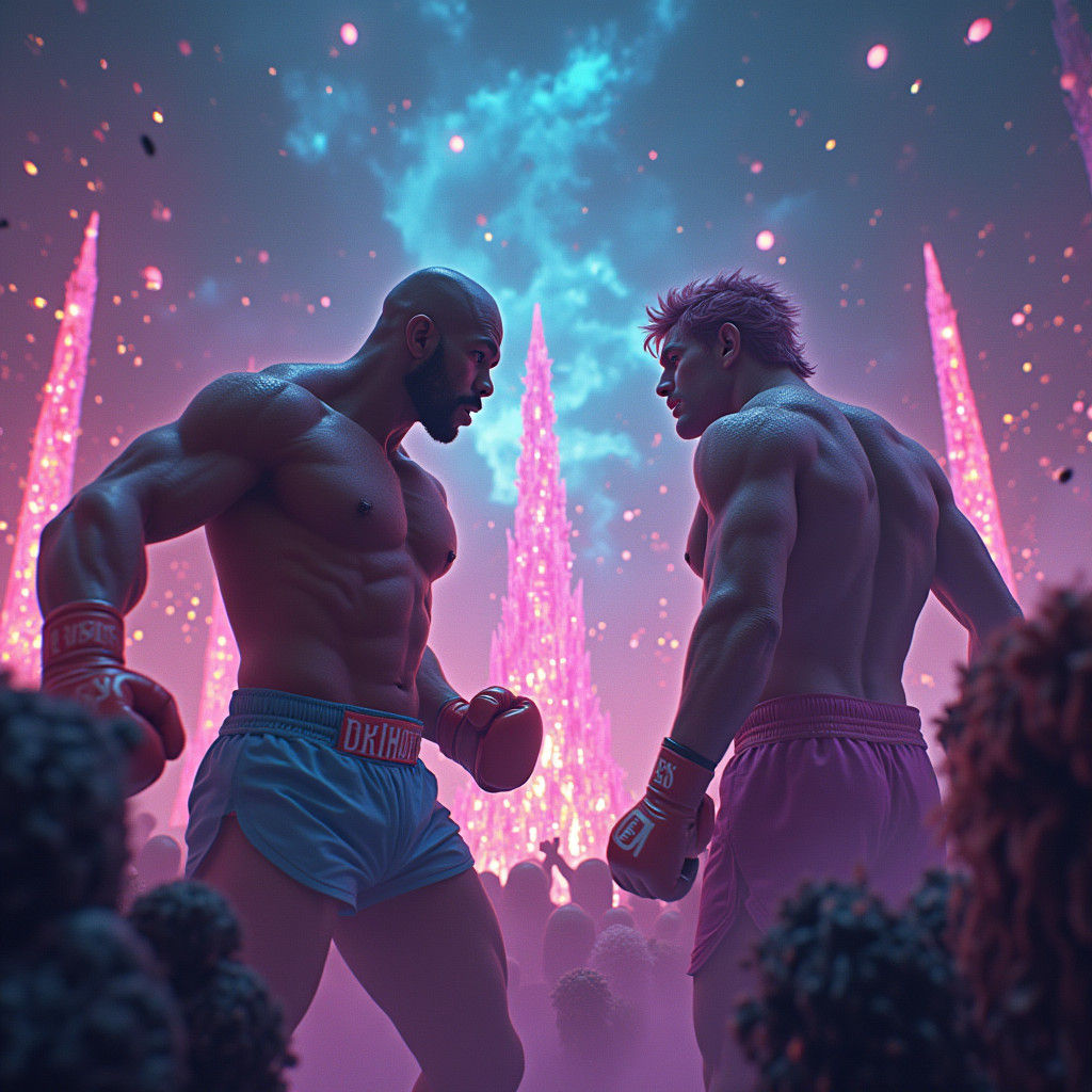 Tyson vs Paul in Mystical Neon Boxing Arena