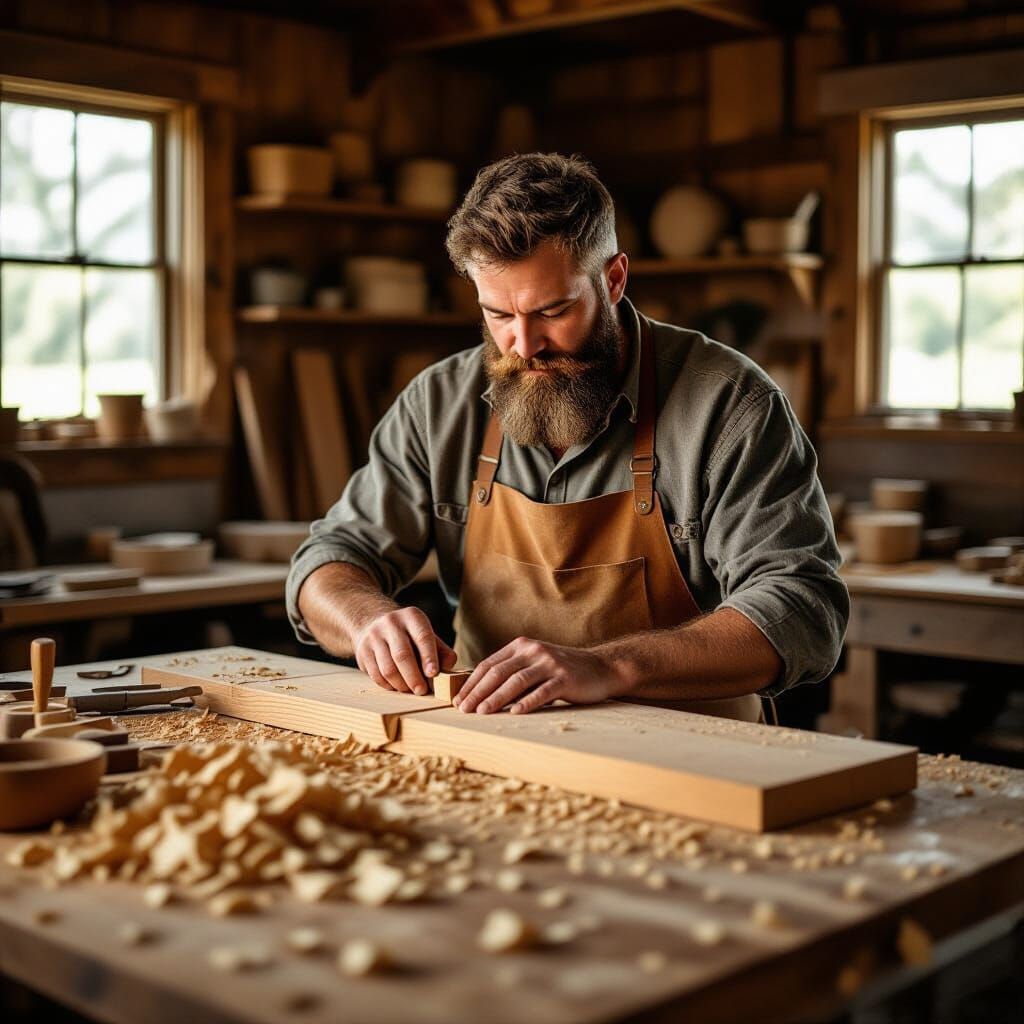 Rustic Woodworking Workshop with Natural Light