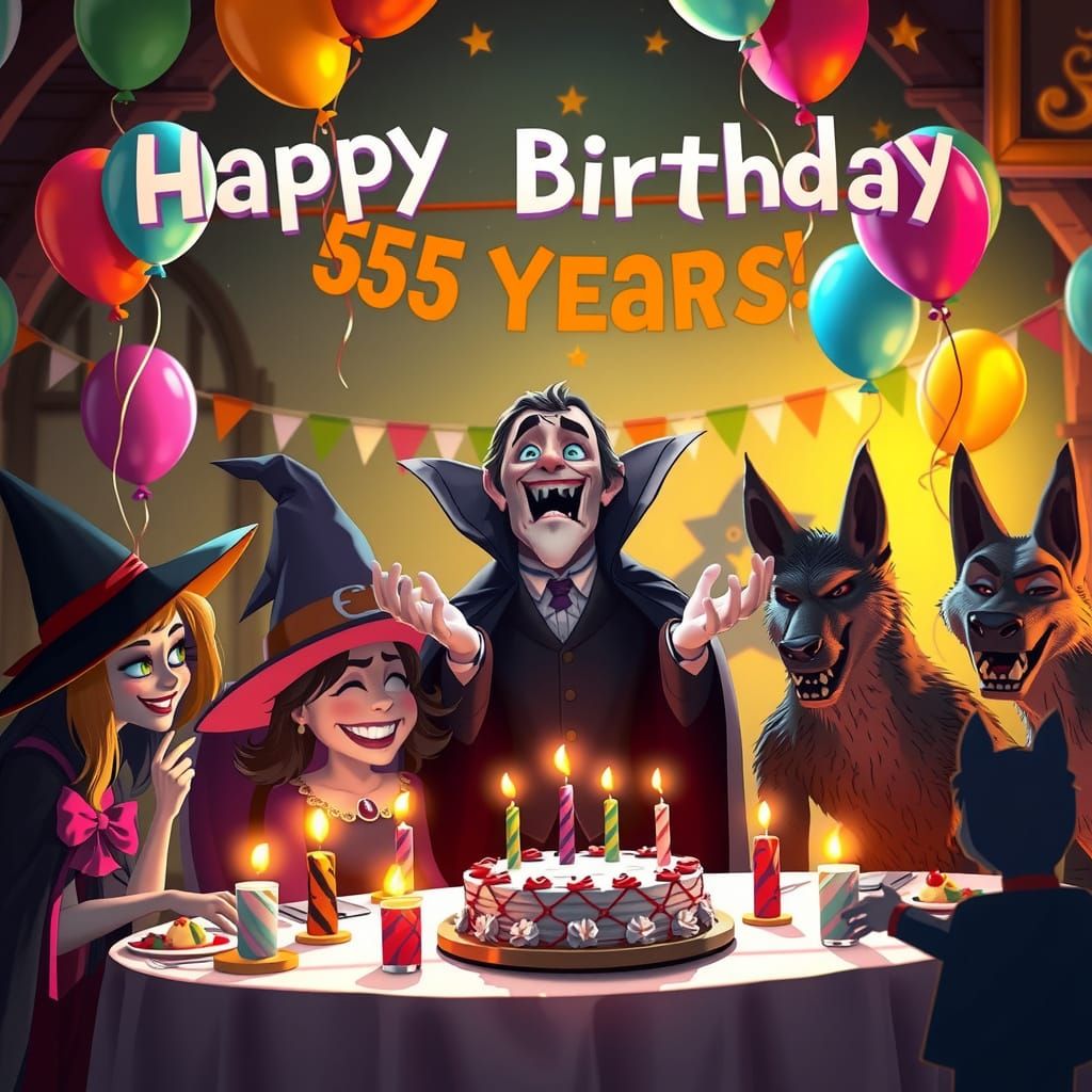 Whimsical Dracula Birthday Party with Witches and Werewolves