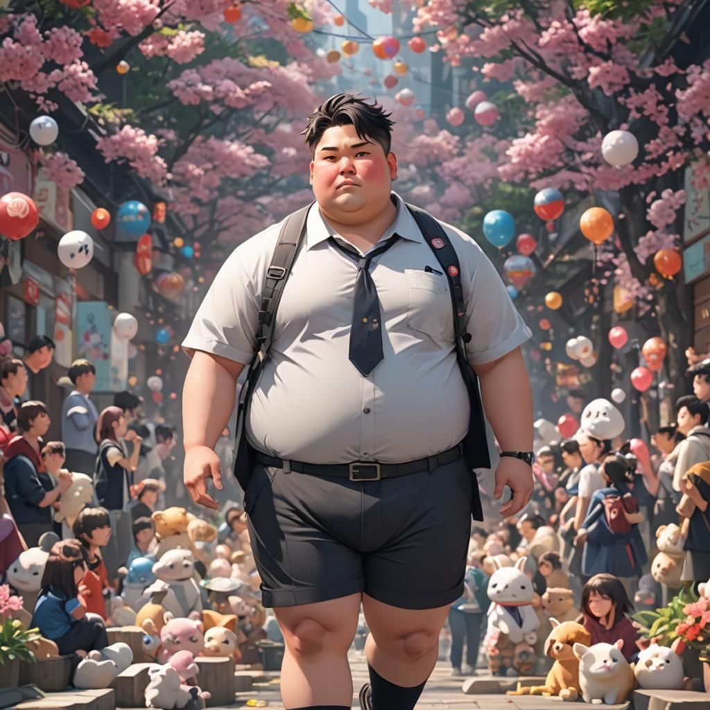 Attractive Chubby Asian Man in Detailed 3D Anime Art