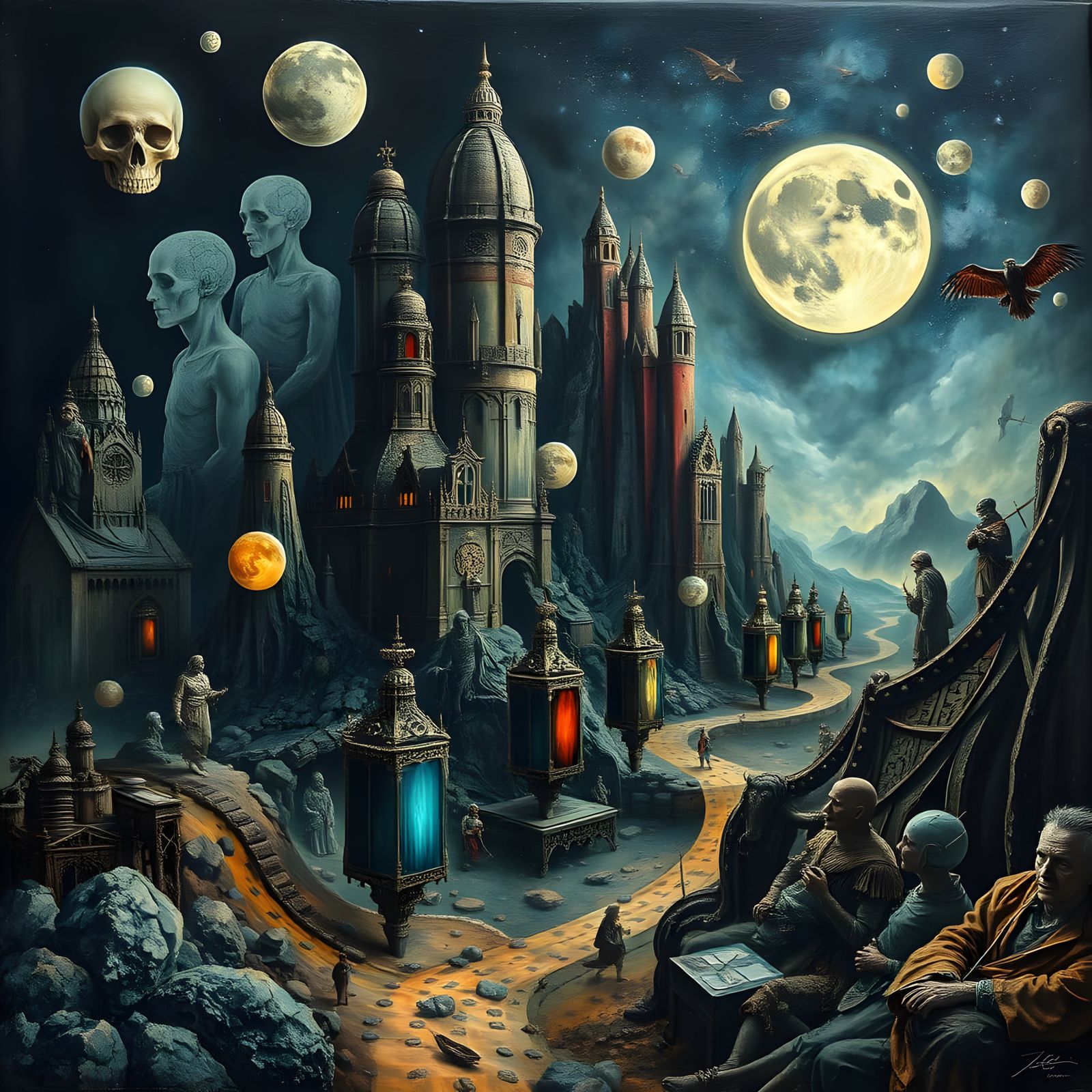 Collage of Idealistic Art in Photorealistic Style