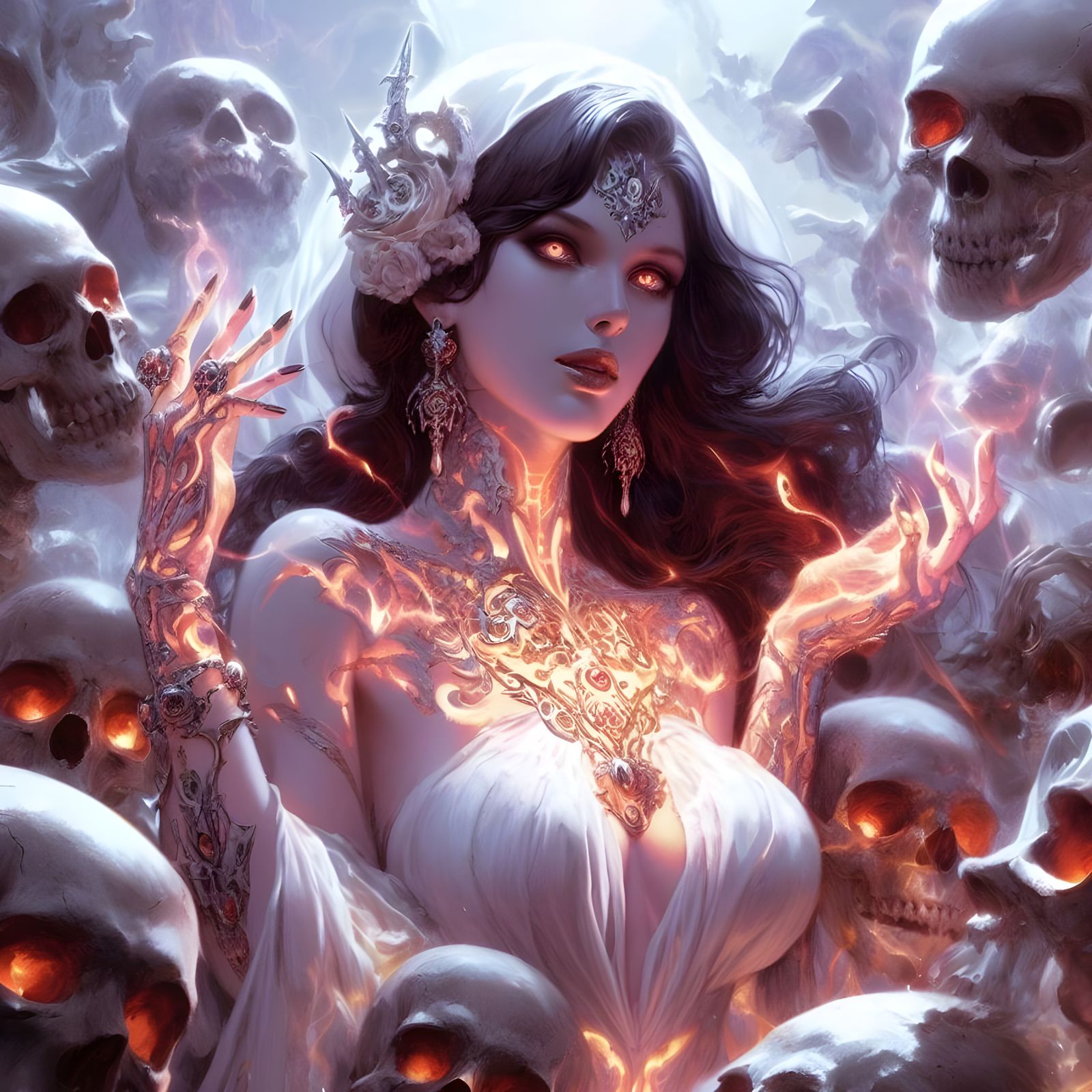 Benevolent Necromancer in Fantasy Comic Art Style