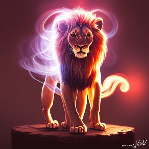 Lion roses, smoke, by Mandy Jurgens and Hou China, trending on Artstation, golden hour, DeviantArt, portrait, maximalist...