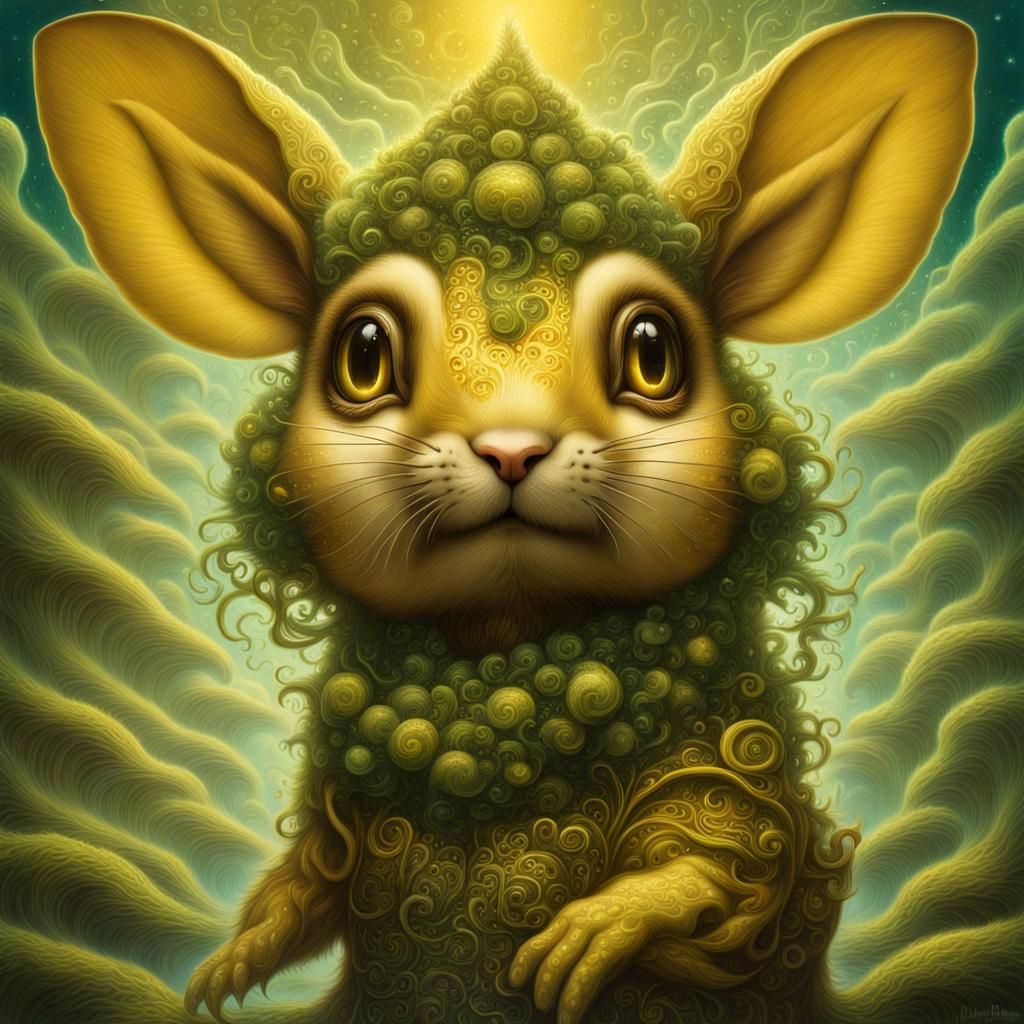 Mystical Pika in Luminescent Dust: Fantasy Art