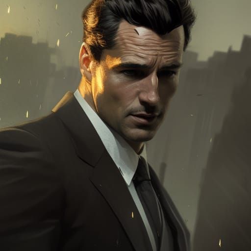 Bruce Wayne Portrait in Hyperdetailed Style