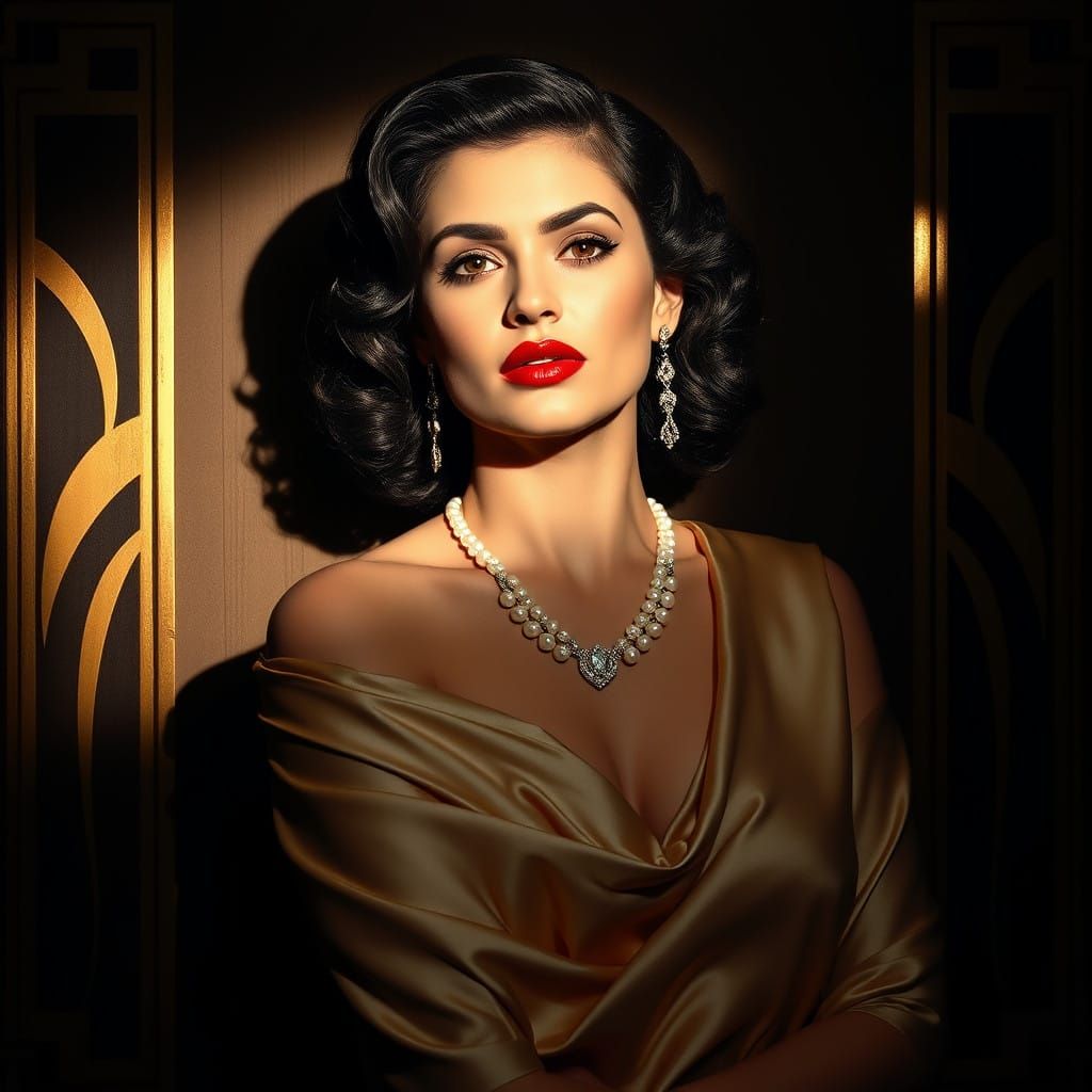 Elegant Art Deco Portrait of a Refined Woman