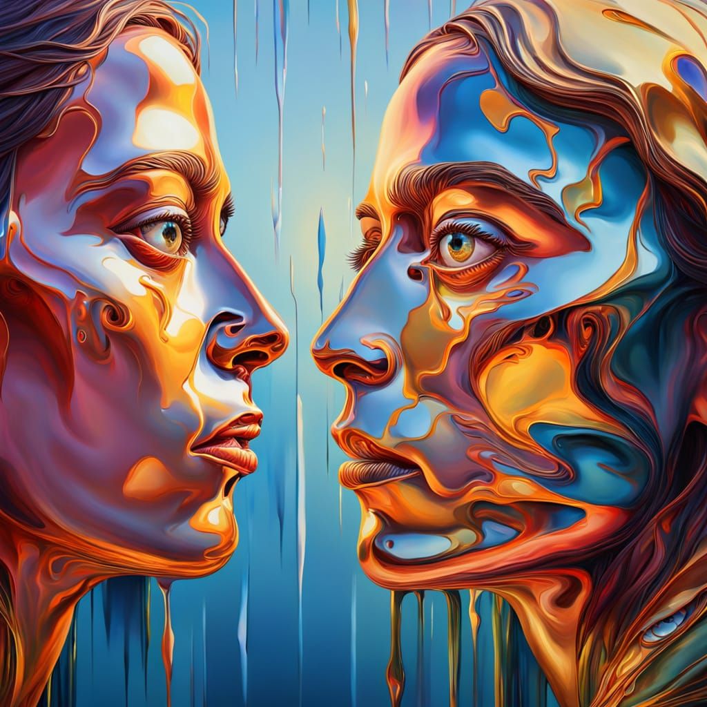 Surreal Reflection: A Vibrant Oil Painting