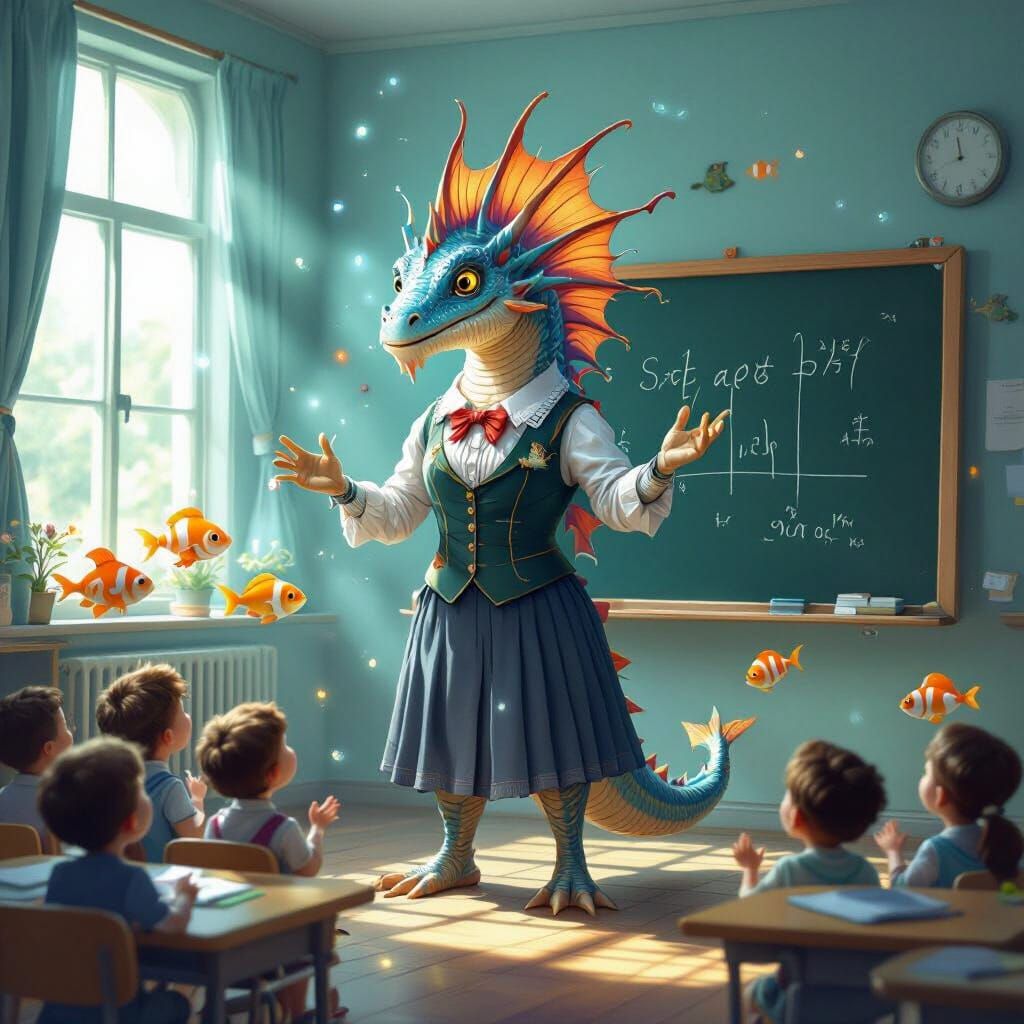 Sea Dragon Teacher Inspires Fish Children in Underwater Clas...