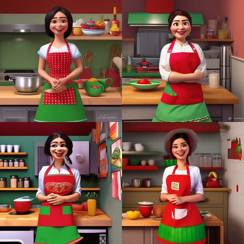 Happy Latina Chef: Pixar-Style 3D Digital Art