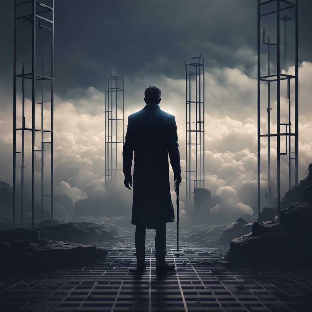 Minimalist Book Cover: Abstract Silhouette in Dark Blues