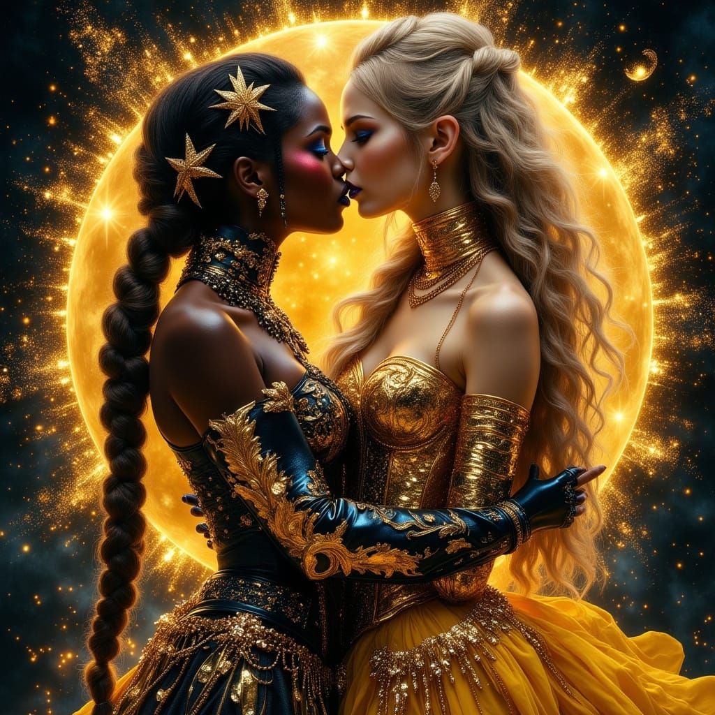 Sun and Moon: Ethereal Goddesses in 3D