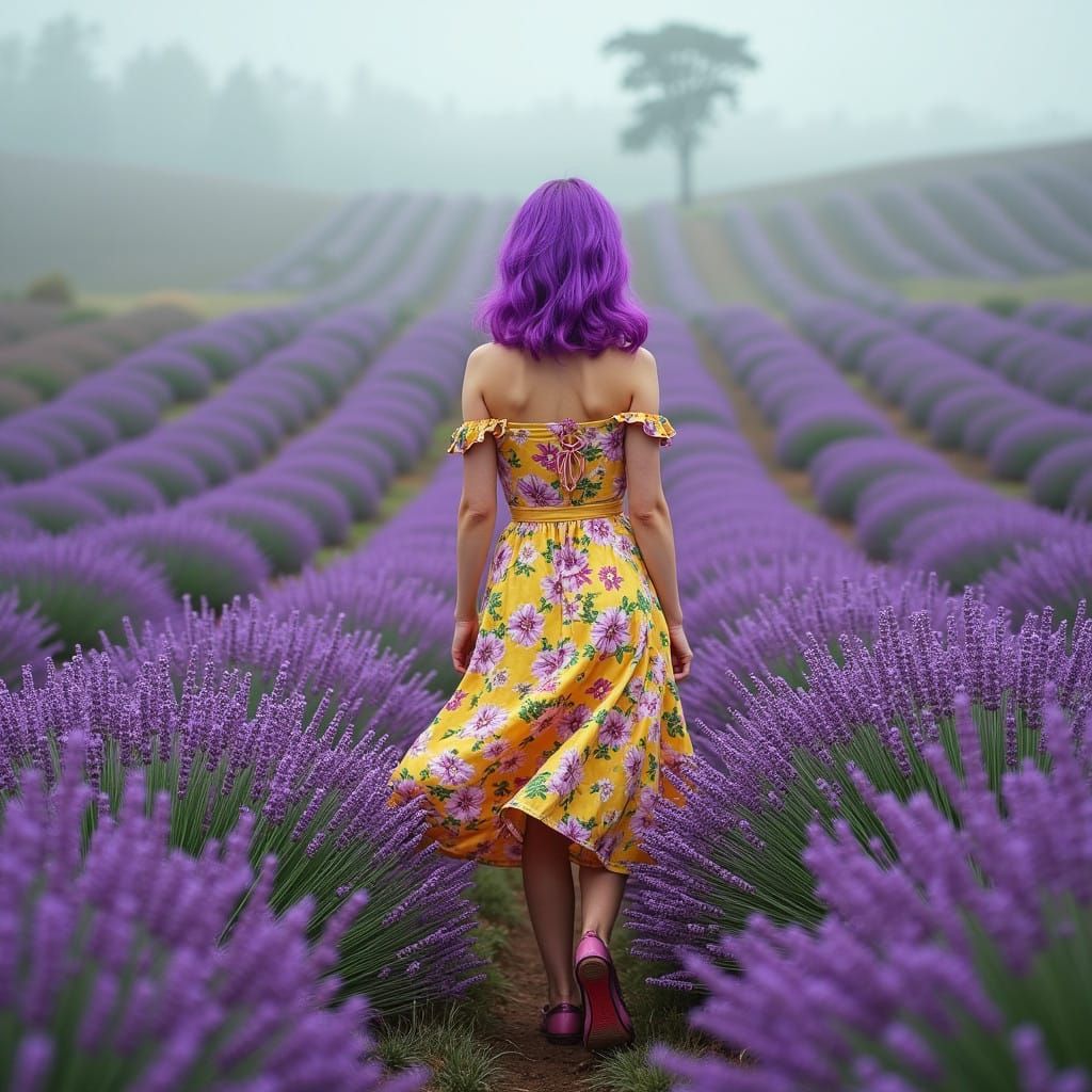 Ethereal Lavender Landscape in Whimsical Psychedelic Style