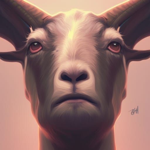 Detailed Goat Girl Portrait in Art Nouveau Style