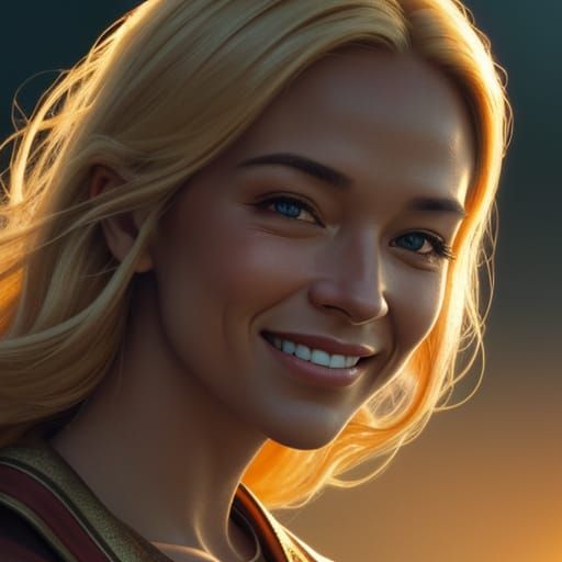 A Smiling Person in Warm Cinematic Lighting