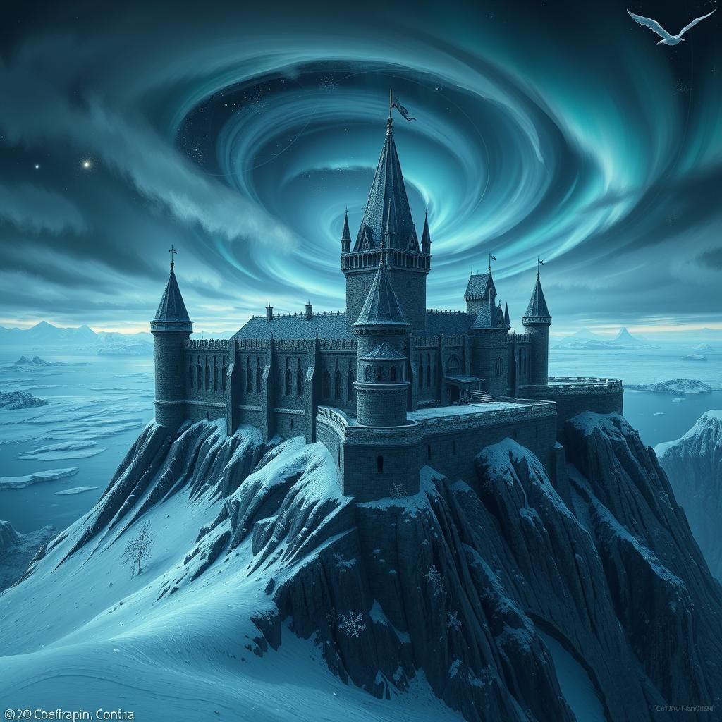 Arctic Castle in Gothic Style, Fantasy Landscape