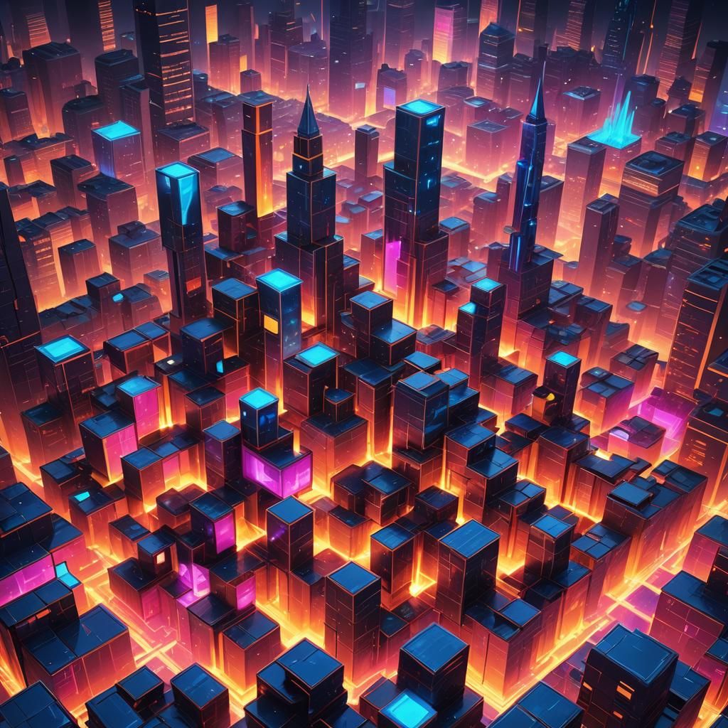 Vibrant Neon Metropolis in Fantasy Concept Art