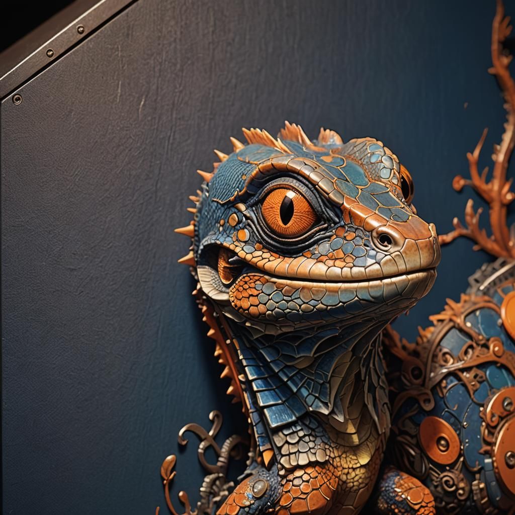 Lizard Emerges from Speaker in Ghibli Style