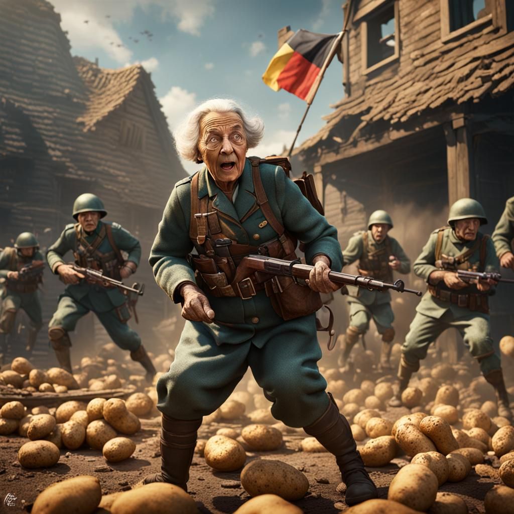 Exoskeleton Grandma Battles Chip Uniform Soldiers