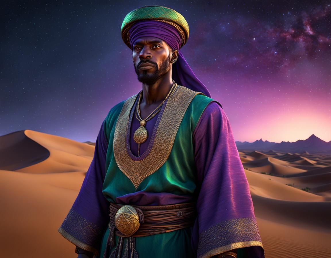 Wise Astro-mage of the Desert (Violet, Green and Gold)