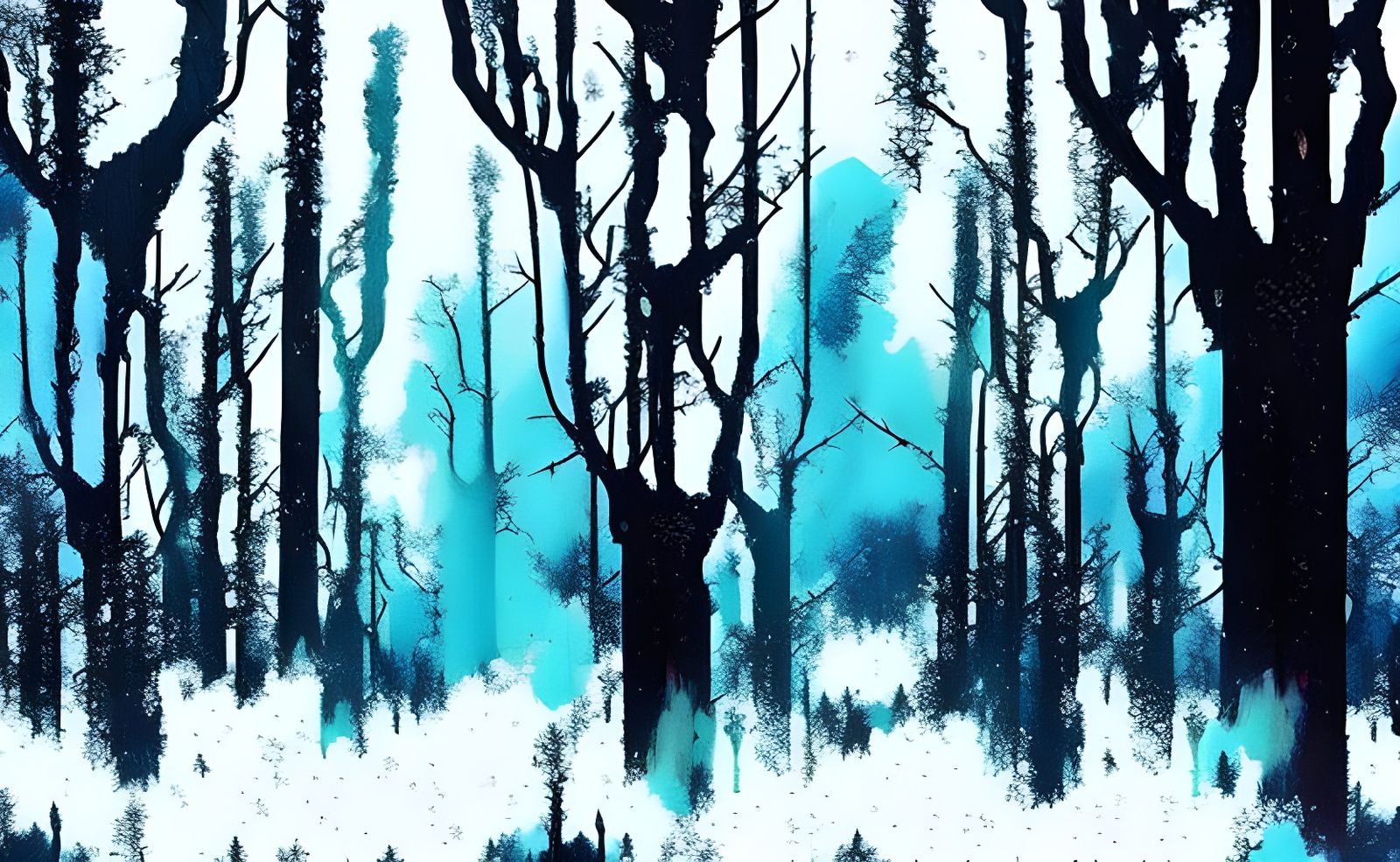 Winter Forest in High Contrast Modern Art Style